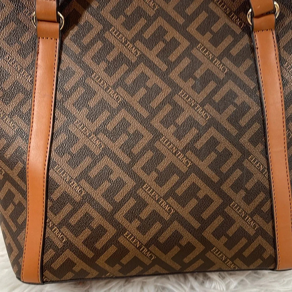 ELLEN TRACY THE SIGNATURE COLLECTION Double Handle Satchel Chocolate Brown Purse - Picture 4 of 13